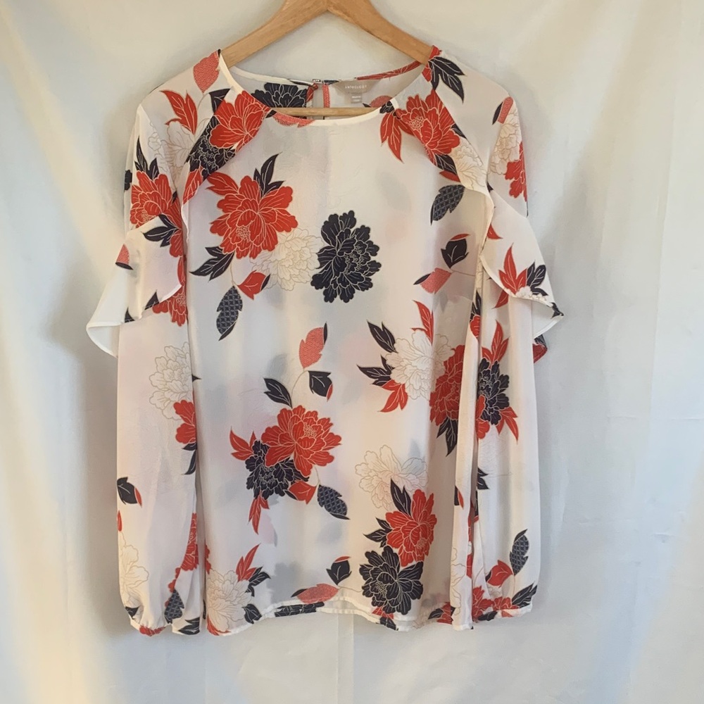 ANTHOLOGY Floral Print Women's Top - Red and Blue